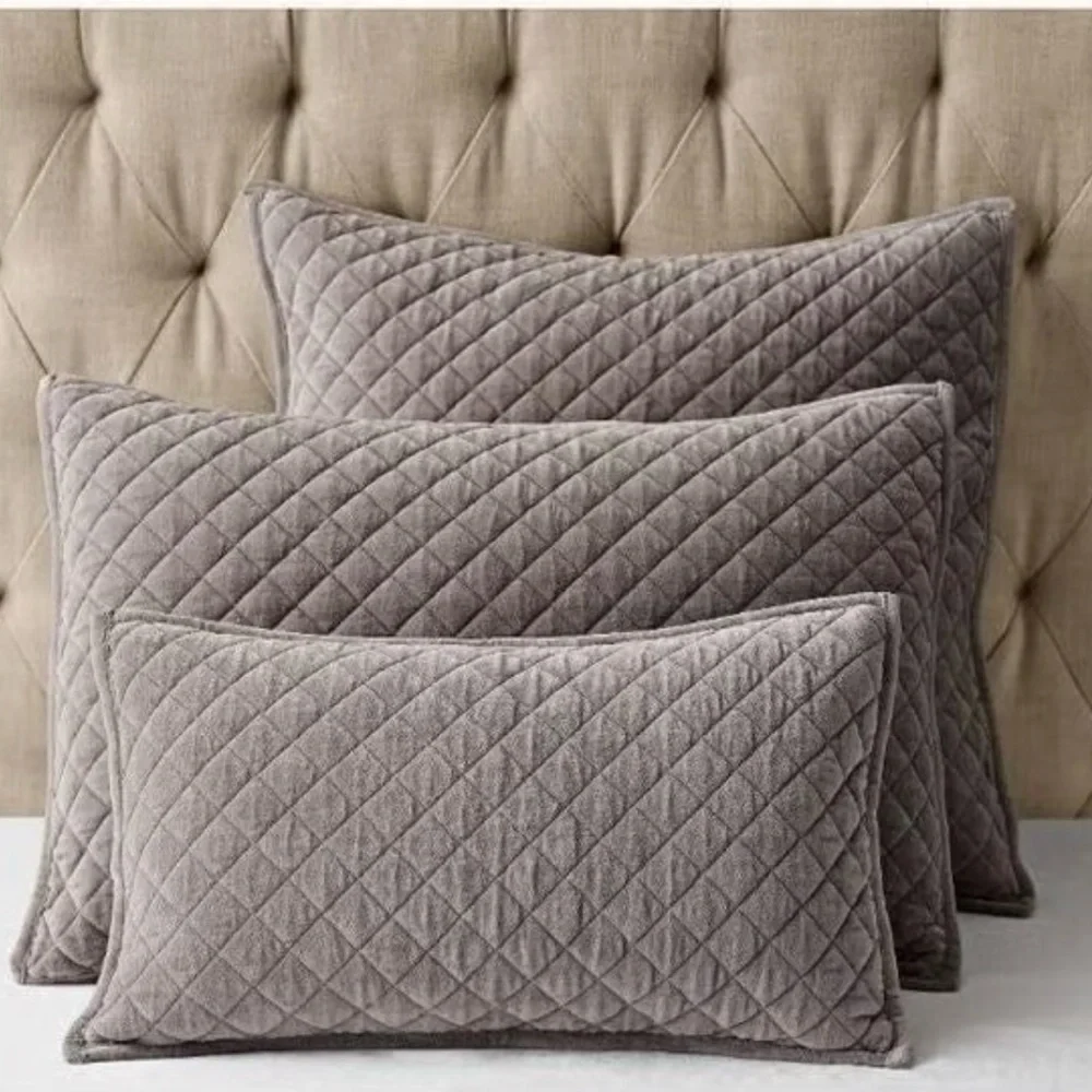 Restoration Hardware Gray Quilted Euro Pillow Set